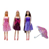 Кукла Барби резиновая с зонтиком в пакете.Рост 29 см.1/480.Арт.JH17
