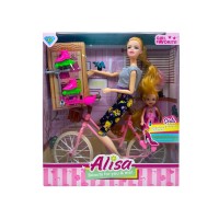 Кукла "Alisa" на велосипеде с дочкой.30*26*6 см.1/36.Арт.YS1908G