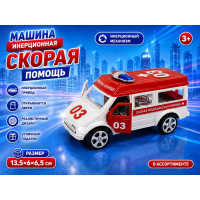 Машина инерционная "Скорая Помощь" в пакете с откр. дверями.13,5*6*6,5 см.1/360.Арт.731B