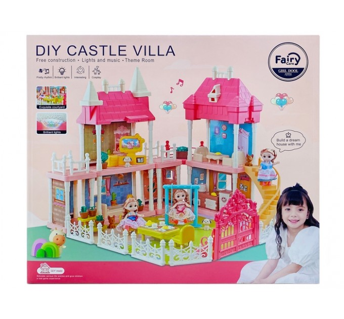 Дом "Castle Villa"для кукол Lolly Sweet музыкальный со светом.1/8.Арт.6677