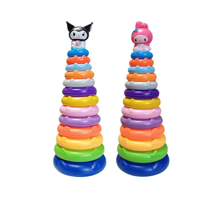 Пирамида на 11 колец "Kuromi,Melody" в сетке.2 вида.Выс. 37 см.Основа 14 см.1/72.Арт.HJ-0916/HJ-0918