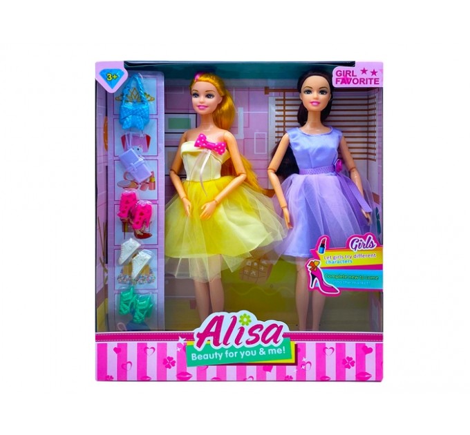 Куклы "Алиса-близнецы" в наборе из 2-х штук.30,5*26*6,5 см.1/36.Арт.YS1908R-1