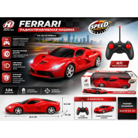 Машина радиоуправляемая "Ferrari" на батарейках.25,5*10*9,5 см.1/84.Арт.888-20